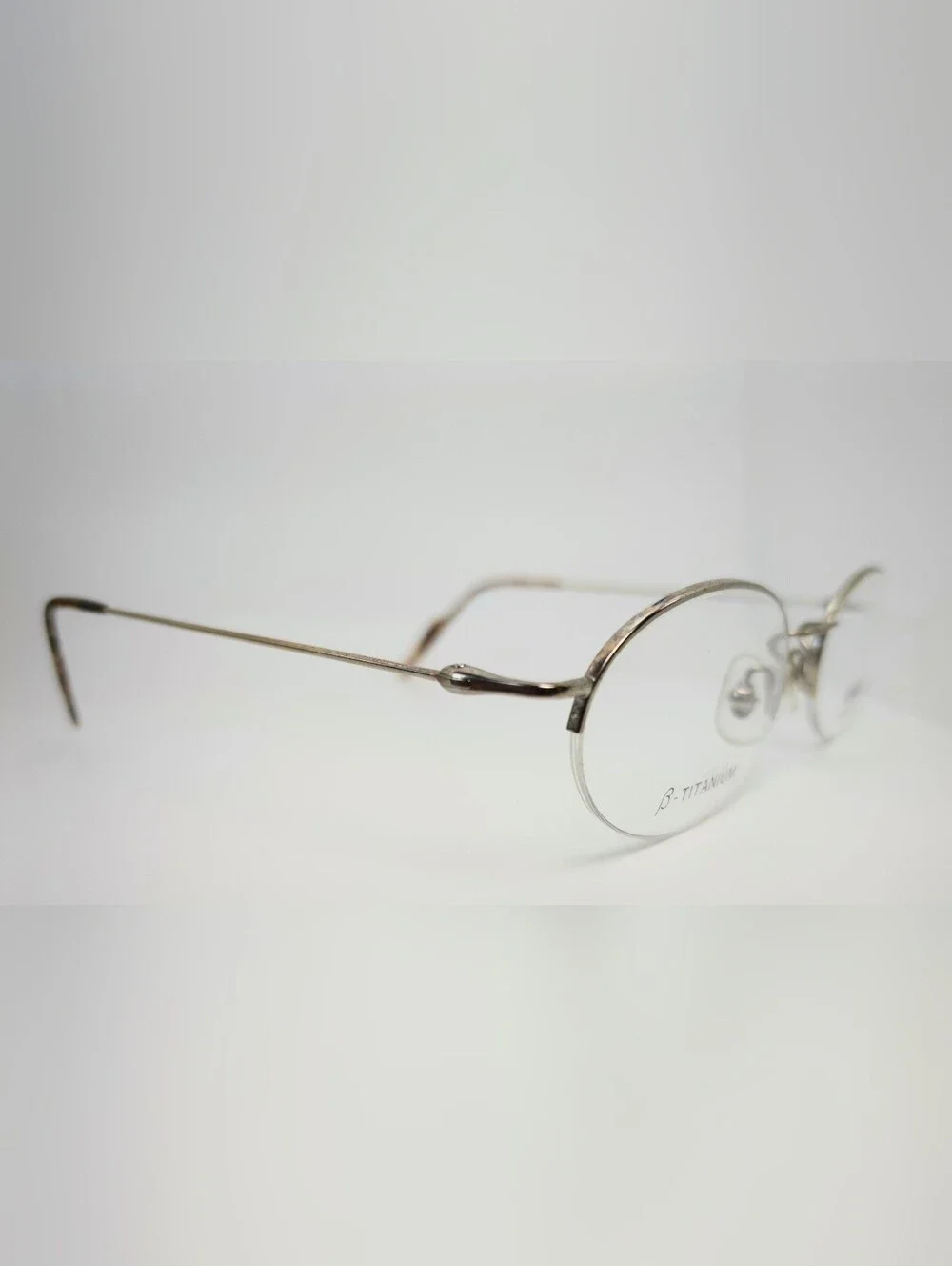 Miyabi. Kairi project. Silver Oval Beta ẞ Titanium Glasses. Semi Rimless. 1990s